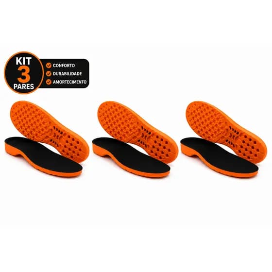 kit 3 Par De Palmilha Ortopédica Anatômica em Gel-PU Confortável + Segurança