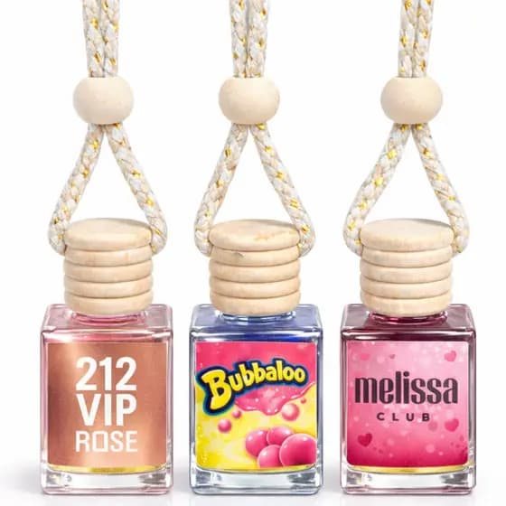 Kit 3/2/1 Aromatizador Automotivo Premium de Retrovisor em Vidro Melissa - 212 Vip Rose - Babalo