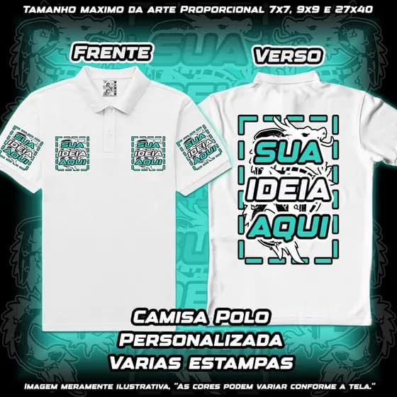 Camisa Gola Polo Personalizada VARIAS ESTAMPAS Faça a sua! RYC, Camisa 50/50 com a sua ideia em DTF