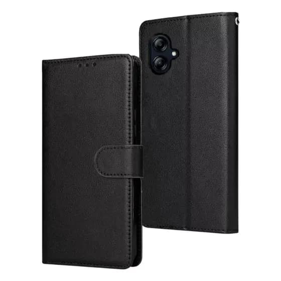 Capa Capinha Carteira Flip Preta + Película Para Galaxy A05