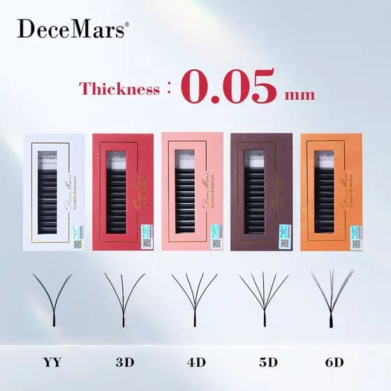 DeceMars YY 3D 4D 5D 6D Extensão De Cílios 12 Linhas