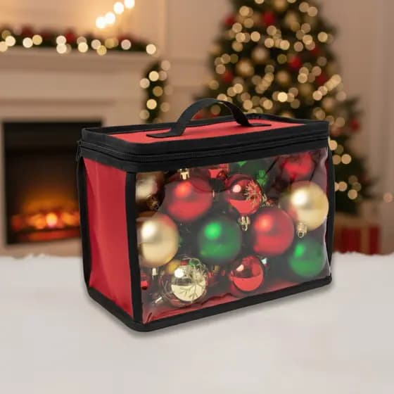 Bolsa Organizador Natal para Bolinhas Fitas e Laços e Artesanato em Geral com Visor