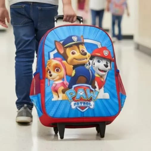 Mochila Infantil Escolar de Rodinhas Patrulha Canina Tam G