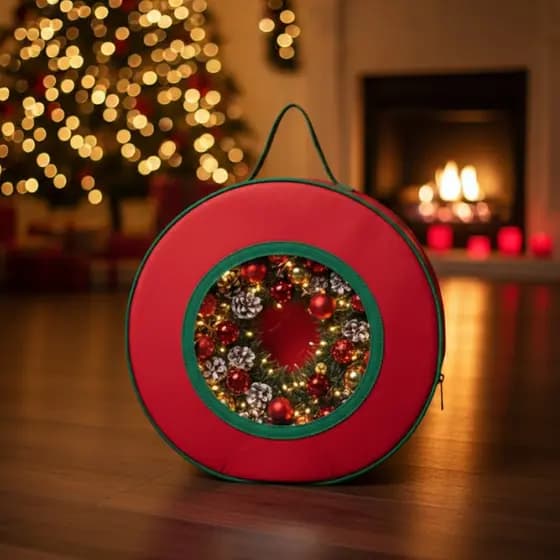 Bolsa Organizadora para Guirlanda de Natal com Visor Trasparente Tamanho PP 23cm