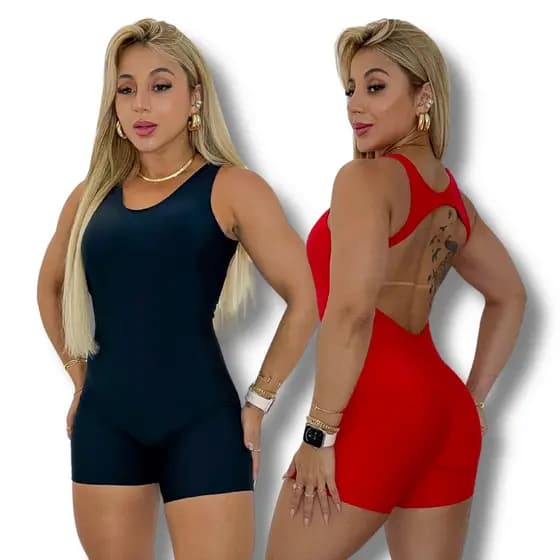 Macaquinho De Academia Feminino Curto Fitness Shortinho Liso