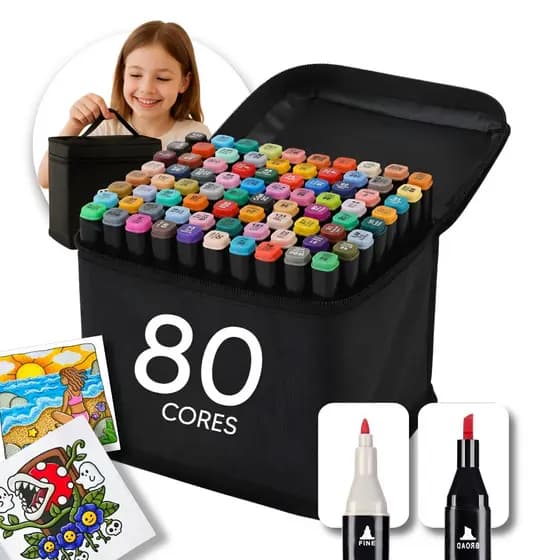Conjunto Canetinha Marcador Permanente Touch 80 Cores Ponta Dupla Tik Tok Para Desenhos Artísticos Promoção