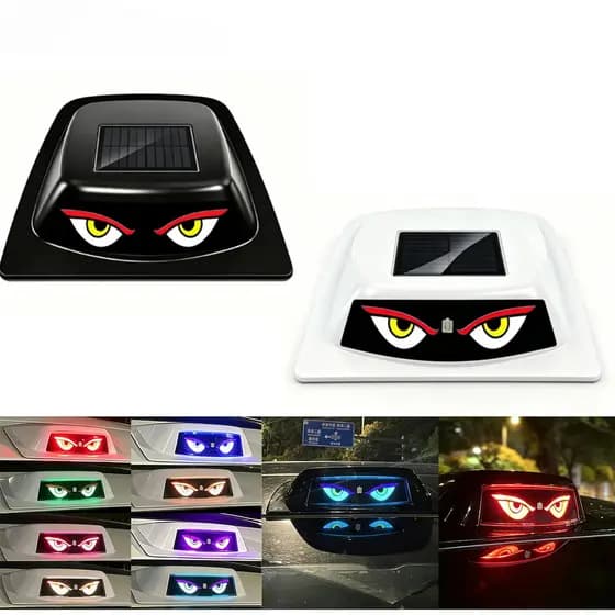 Olho Do Diabo Movido A Energia Solar LED Telhado Carro LiDAR Capa Decorativa Luz RGB Anti Colisão Final Traseira Aviso F