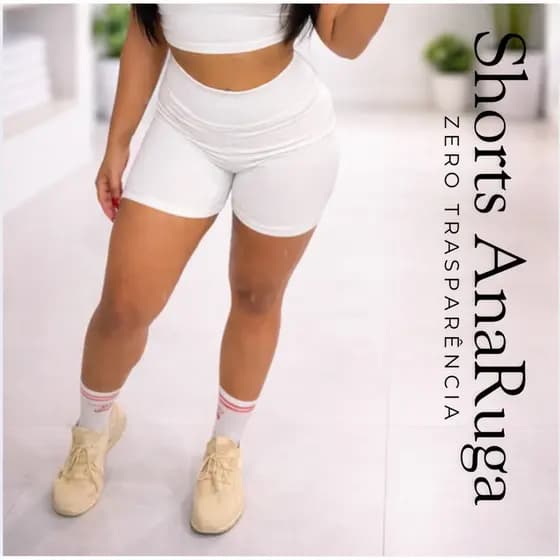 Shorts Academia Anarruga Feminino Cós Alto Zero Transparência Com Forro