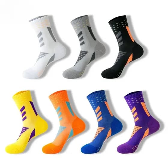 Kit 2 pares meia poliamida de basquete academia e corrida masculino parte inferior da toalha absorção de cano medio