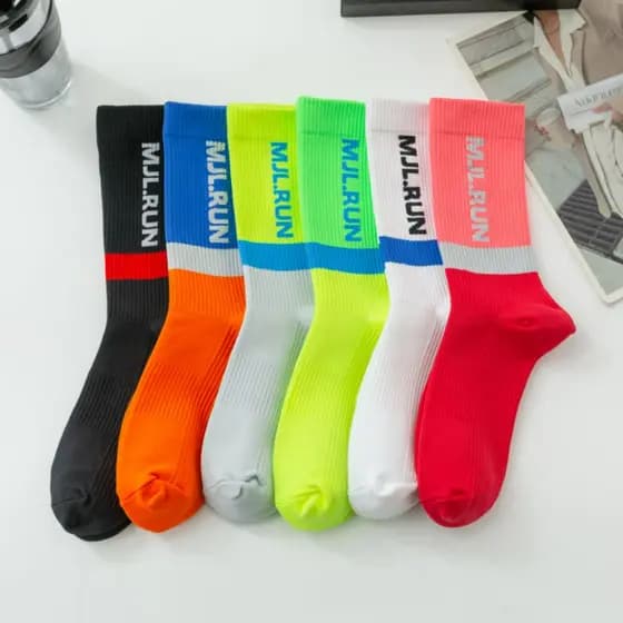 Meias Corrida de Poliamida Anti Fricção Antiderrapante Masculina Feminino para Caminhada Run Ciclismo Atleta Cano Médio