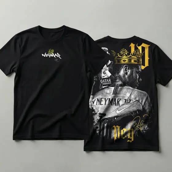 Camiseta 100% Algodão Estampa Futebol Brasil Neymar Jr Ouro