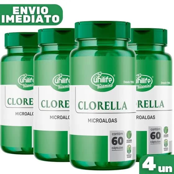 Kit 4 Chlorella Microalga 60 Cápsulas 500mg - Unilife