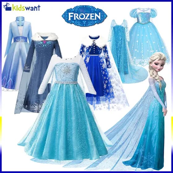 Elsa Vestido Congelado Para Festa De Aniversário Meninas Vestidos De Princesa Fantasia De Carnaval De Halloween