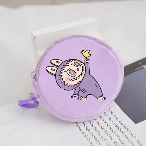 Carteira de pelúcia Rabu desenho animado colorido crianças estudantes bolsa de moedas portátil