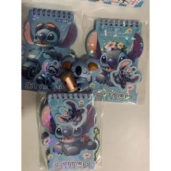 mini caderninho stitch com adesivos