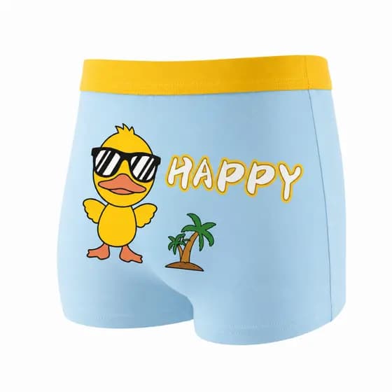 4 Peças de Cuecas Boys Menino Cartoon Infantil De Patinho Personalizadas De Algodão Para Crianças E Bebês