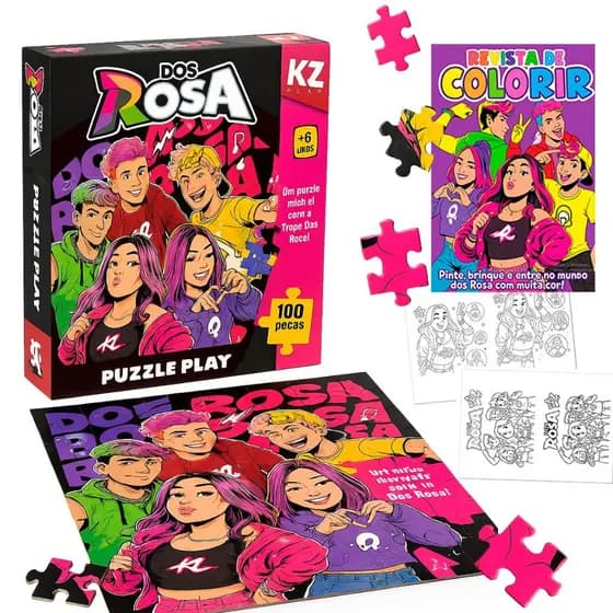 Jogos Quebra Cabeça Infantil 100 Peças Puzzle Play Dos Rosas Brinquedos de Menino e Menina Elka