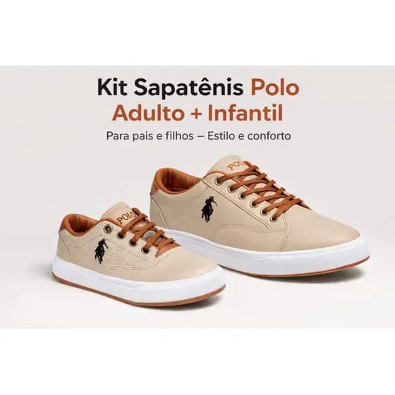 Kit Sapatênis Polo Pai e Filho – Adulto + Infantil Casual Confortável