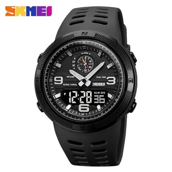 SKMEI 1655 Relógio Eletrônico Esportivo Masculino De Exterior De Dupla Exibição Multi-Funcional À Prova D'água De Exploração Estudantil 1251
