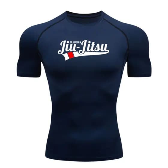 Camisa De Compressão JIUJITSU 2 Manga Curta Treino Ginástica Camiseta Esportiva