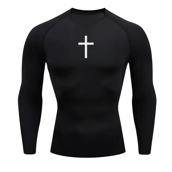 Camisa Camiseta Compressão MANGA LONGA CRUZ Academia Seca Rápido Rash Guard