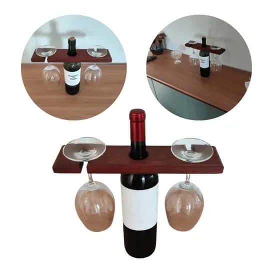 Porta Garrafa Vinho Madeira Maciça Artesanal Rustico Chique