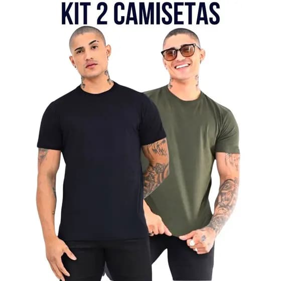 Kit 2 Camiseta Masculina Camisa Basica100% Algodão Atacado