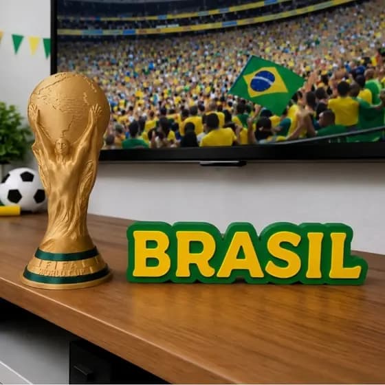 Letreiro Brasil Copa Do Mundo Decoração Futebol Enfeite Mesa Sala Torcida Verde Amarelo