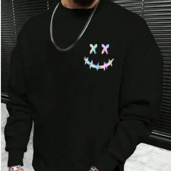 Moletom Gola Redonda Solto Masculino Com Estampa De Desenho Animado Marchimelow