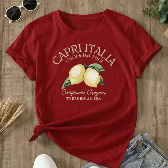 Camiseta Blusa T-shirt Feminina 100% Algodão Limão Capri Italia