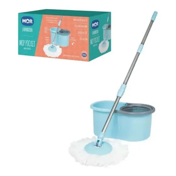 Esfregão Mop Giratório Mor Pocket Azul – Limpeza Prática e Eficiente