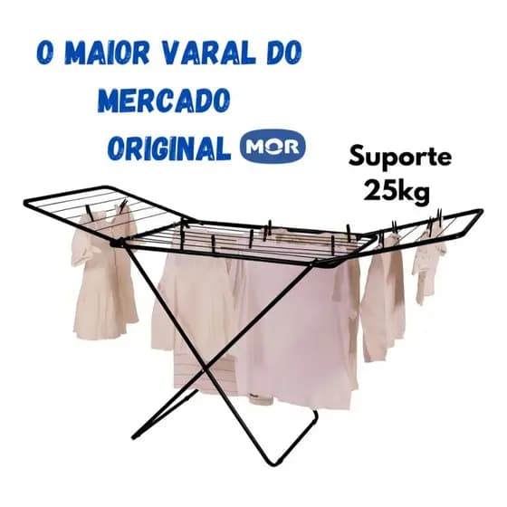 Varal de Chão MAXI Preto – MOR – 25kg de Roupas Apartamentos, Casas, Varandas