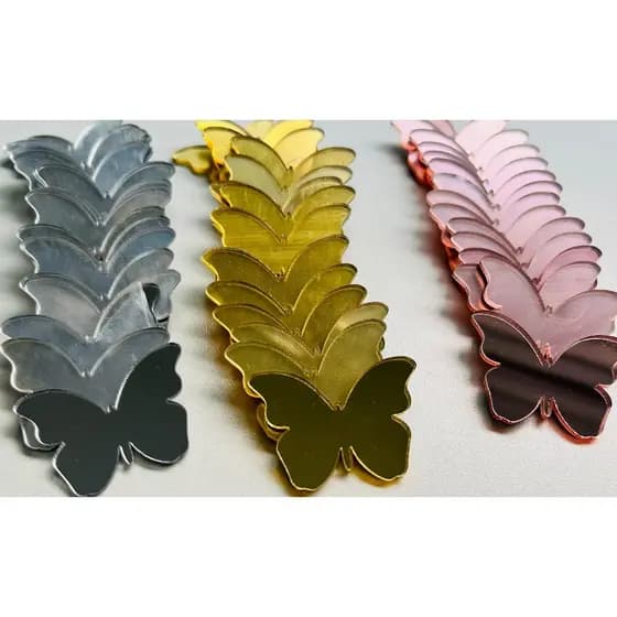 Kit Mini Borboleta em Acrílico Espelhado Decoração para Quarto