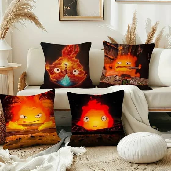Anime C-calcifer M-Moving Castle Capa De Almofada Decoração Sala Casa Sofá Estar Escritório Carro Nordic Simplicidade