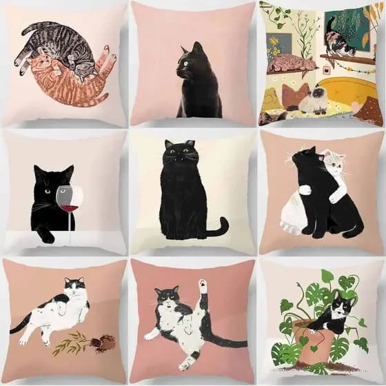 Fronha Quadrada Cat Is Leisure Life , Usada Para Decoração De Casa , Capa De Almofada Sofá De Carro 45 Cm *
