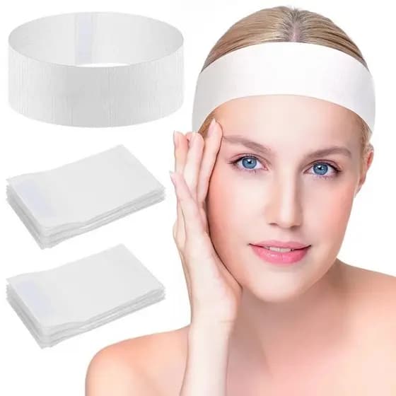 50 Pçs Descartável Macio Cuidados Com A Pele Faixa De Cabelo Não Tecido Lavagem Banho Elástico Spa Bandana