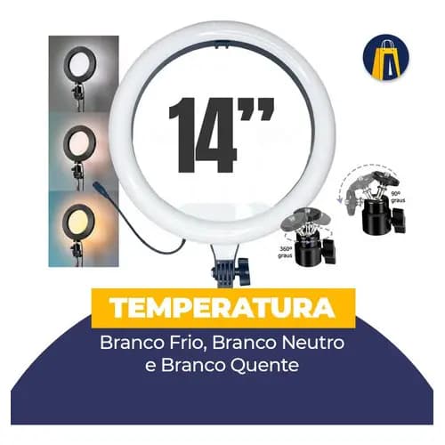 Iluminador Ring Ligth Anel Luz 36 Cm Fotos Com Tripé 2.1 M 110v/220v (bivolt) Preto 3 Opções