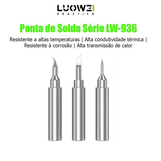 Ponta de Solda Luowei LW-936 | Reta, Curva e Faca | Alta Precisão e Durabilidade