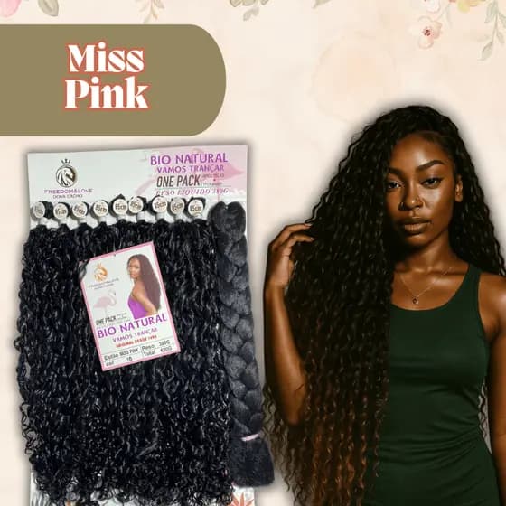 Cabelo Bio Fibra Miss Pink Freedom Love 9x85 cm Cacheado 380 g