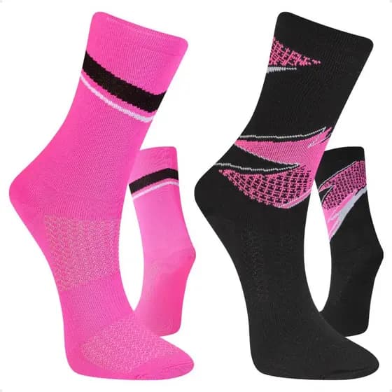 Kit 2 Pares Meia Feminina Poliamida Ciclismo Corrida Performance Treino Esportiva Compressão