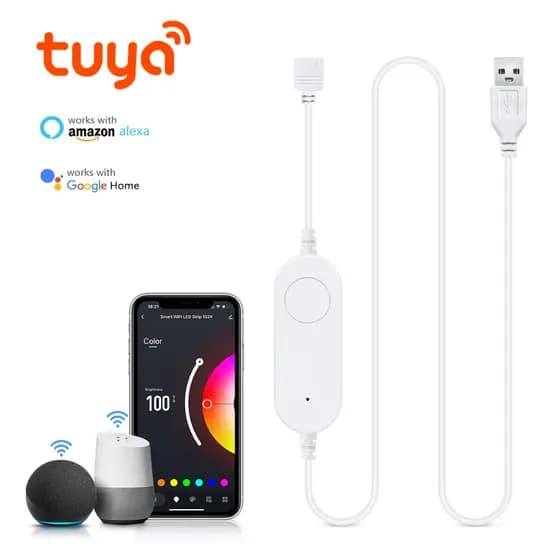 Controlador De Fita LED USB 5V TUYA Smart WIFI RGB Dimmer 4 Pinos Smartlife APP 5050SMD 2835SMD Trabalho Com Alexa Google