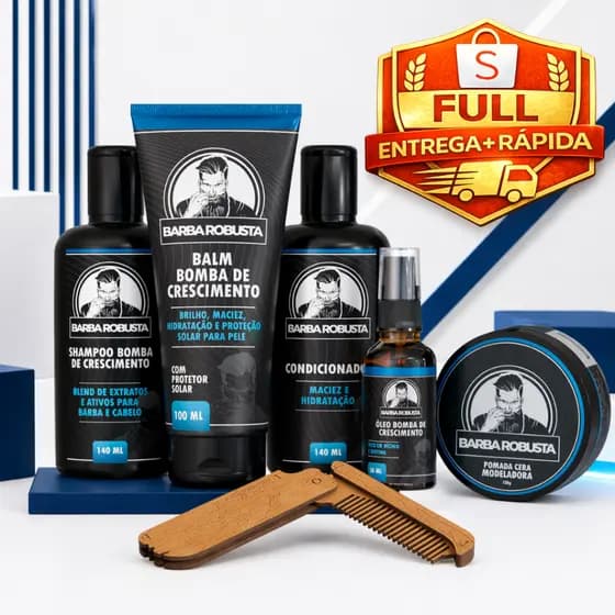 Kit Barba Shampoo Barba Condicionador Balm Cera Óleo Barba