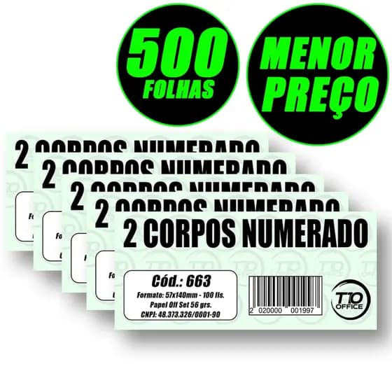 Bloco Comanda Numerada 2 Corpos 100f / 5bl / T10 Office
