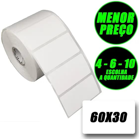 Rolos Etiqueta 60x30 Térmica Adesiva Balança Pacote Com 4 6 10 Rolo Zebra Elgin