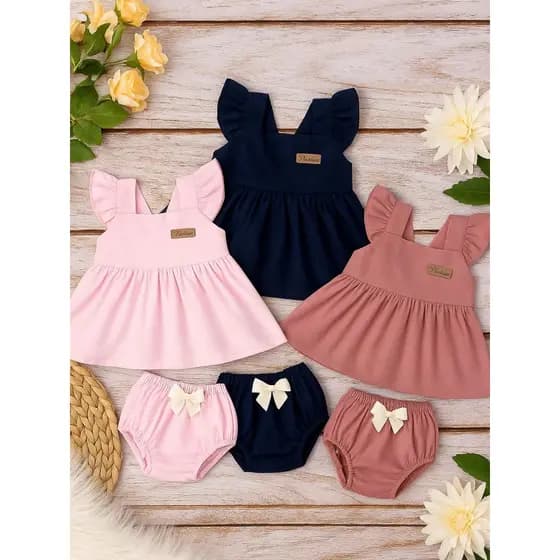 Kit c/6 Peças 3 Conjuntos Batinha + Calcinha Eloá