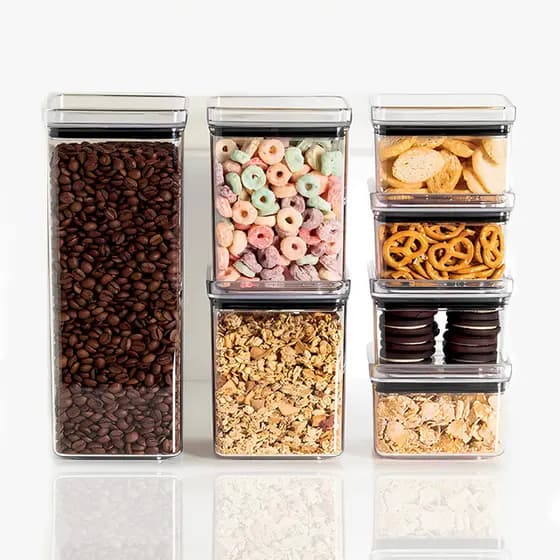 Kit Potes Organizador Mantimentos Hermético Quadrado 7 Peças