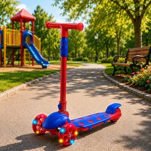 Patinete Infantil Tres Rodas Iluminado Led Vermelho Seguro Estavel Divertido