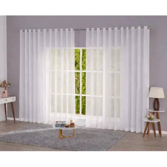 Cortina Voil Gaze De Linho Sala e Quarto 4,00 x 2,30/2,40/2,50/2,60/2,70/2,80 Sem Forro