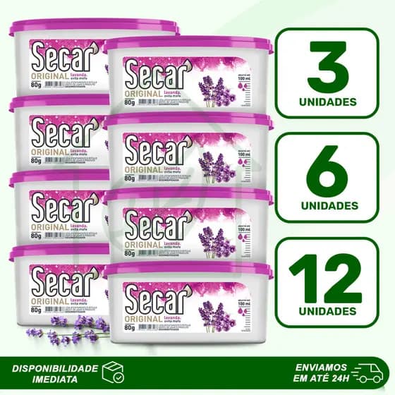 Kit Promocional Anti Mofo Desumidificador Secar Lavanda 80g Evita Umidade Fungos Cheiro Guarda Gavetas Armários Roupas