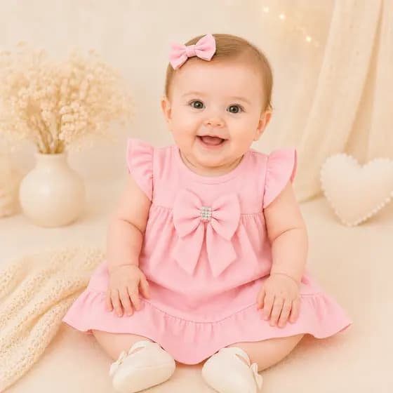 Vestido Bebê Infantil Menina Rodadinho Verão Estilo Princesa 3 á 6 Meses Moda Blogueira Elegante